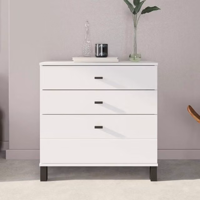 Madia Mindo DMORA con 3 cassetti, Bianco Opaco, L: 77 cm, P: 35 cm, H: 78 cm