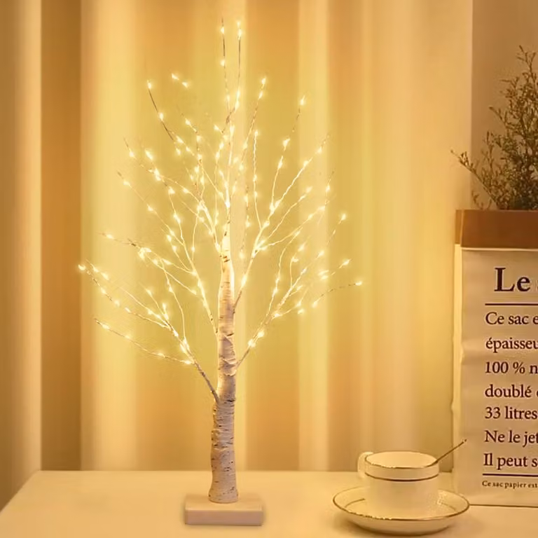 Albero di Natale LED, modello "Birkenbaum", altezza 60 cm, 144 luci bianche calde, flessibile, per uso interno
