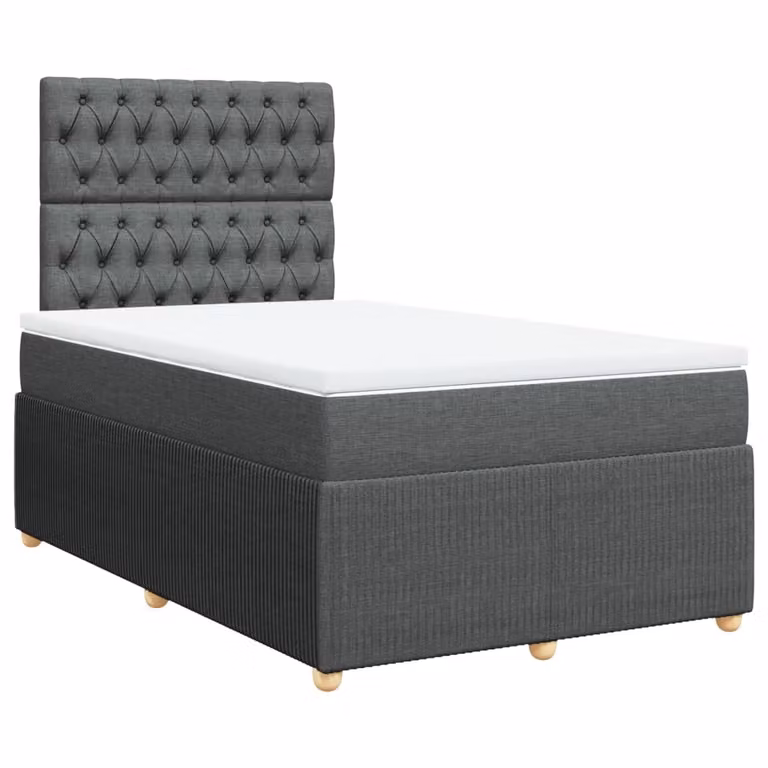 Giroletto a Molle con Materasso Grigio Scuro 120x200 cm Tessuto