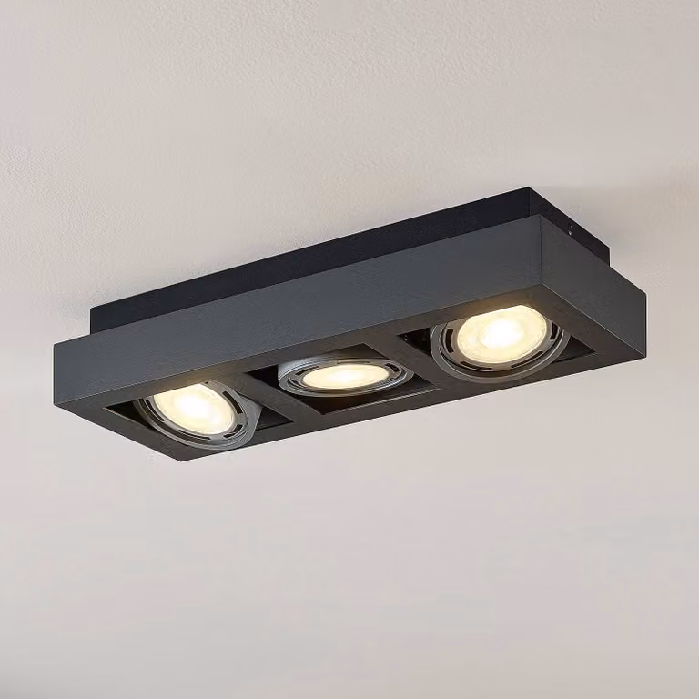 Plafoniera soffitto Ronka Arcchio, dimmerabile, Nero, Soggiorno / Sala da pranzo, Alluminio, Moderno, Plafoniera