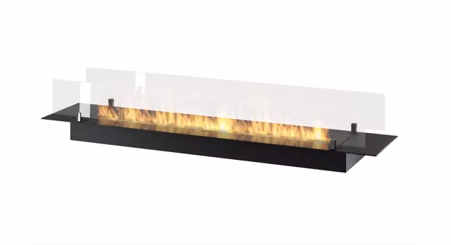 Bruciatore Inserto a Bioetanolo Infire in Inox Nero da Incasso o Appoggio con Vetri Inclusi, Capacità 5 lt, L: 150 cm