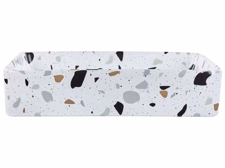 BELIANI Lavabo da appoggio in Vetroceramica bianca effetto terrazzo 51 x 34 cm cm forma rettangolare stile moderno bagno