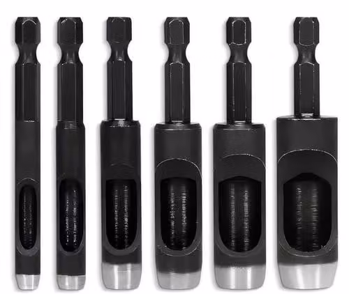 Set di punzoni Acciaio al carbonio - 6 punzoni: 3/16", 1/4", 5/16", 3/8", 7/16", 1/2" - Utensili di precisione per cinghie, tessuti e progetti di bricolage - Acciaio al carbonio per impieghi gravosi, affilato ed efficiente