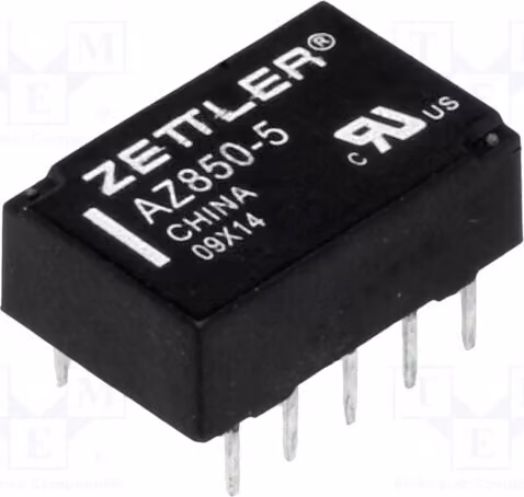 1 relè: bobina elettromagnetica, alimentazione: 5 VDC, 0,5 A / 125 VAC, 1 A, modello AZ850-5