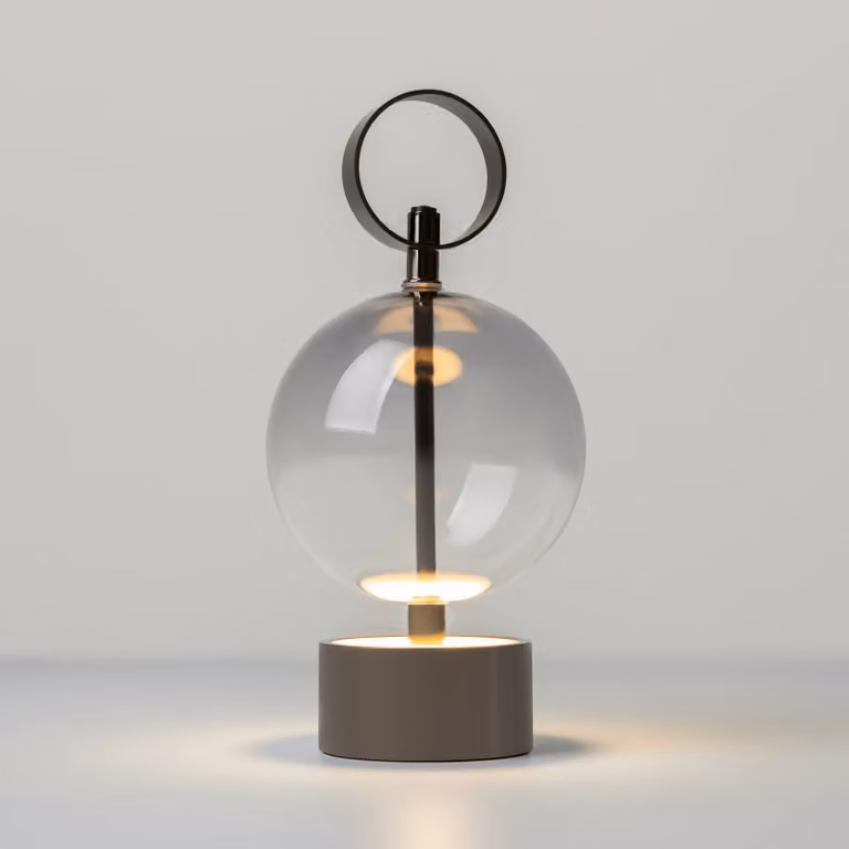 Maytoni Lampada da tavolo DOUBLE MOON, dimmerabile, Alluminio / Grigio / Zincato, Soggiorno / Sala da pranzo, Vetro, Moderno, Lampada da tavolo