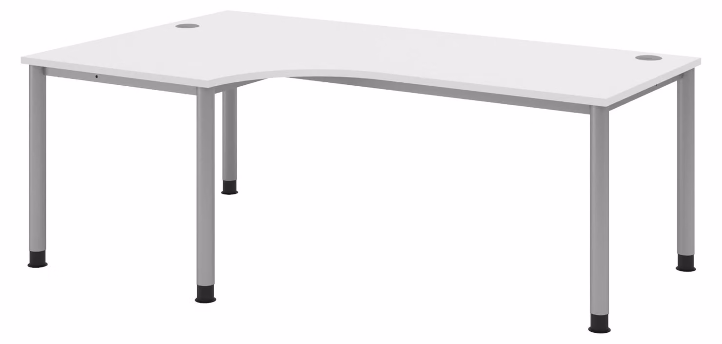 Scrivania bümö Serie H - Finitura: bianco, struttura: argento, dimensioni: scrivania angolare 200 x 120 cm