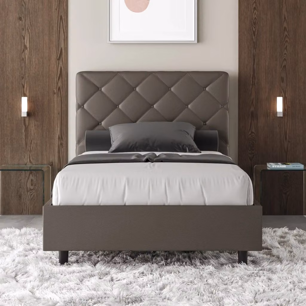 Letto Matrimoniale Moderno Giordanoshop in Legno e Tessuto Beige L 175 cm x P 230 cm x H 122 cm – 2