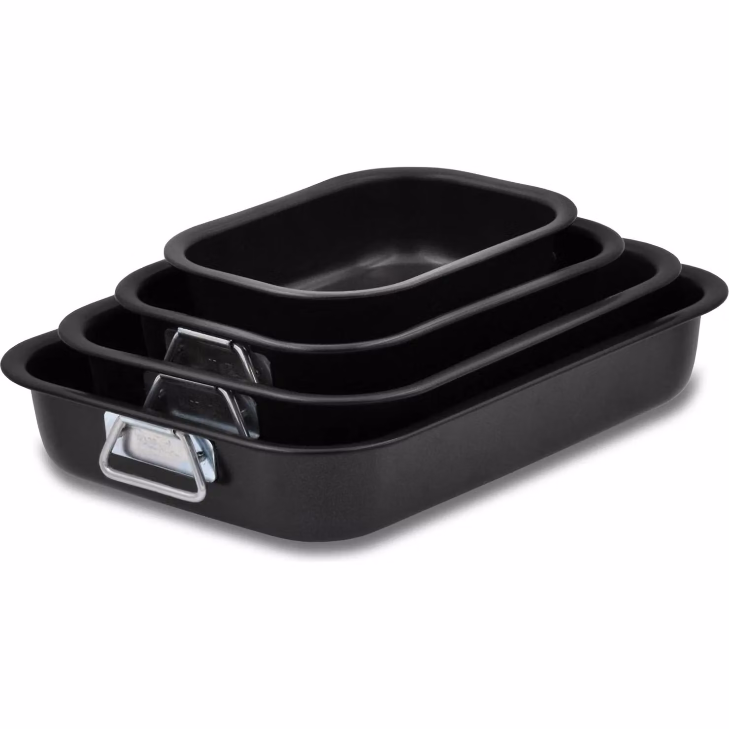 Set di 4 teglie rettangolari per brownie Accademia Mugnano Linea Vulcano in alluminio con rivestimento antiaderente, colore nero