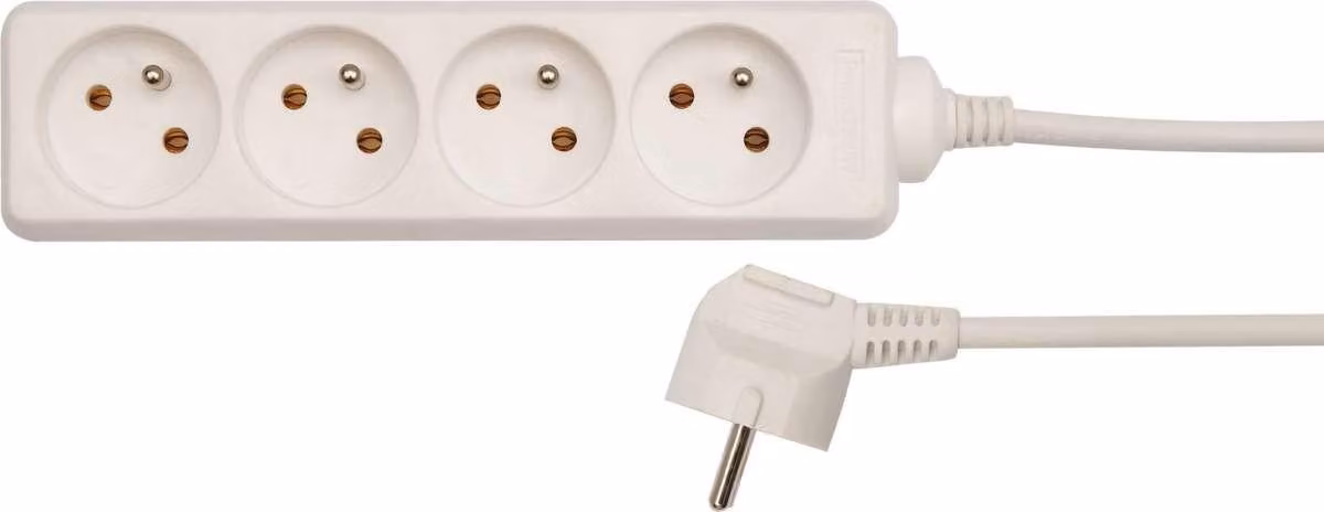 Vorel Cavo di prolunga bianco 4 prese 5,0 m con terra 72509