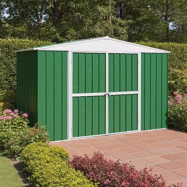 Box in lamiera casetta giardino Acciaio Zincato 360x345cm x h2.12m - 150KG - 12,42 mq - VERDE