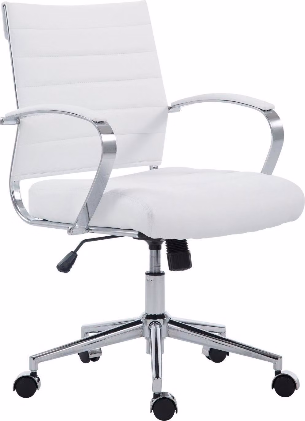 Sedia ergonomica da ufficio, sedia da ufficio - Comfort regolabile, struttura cromata | Materiale: Pelle finta. Colore: bianco
