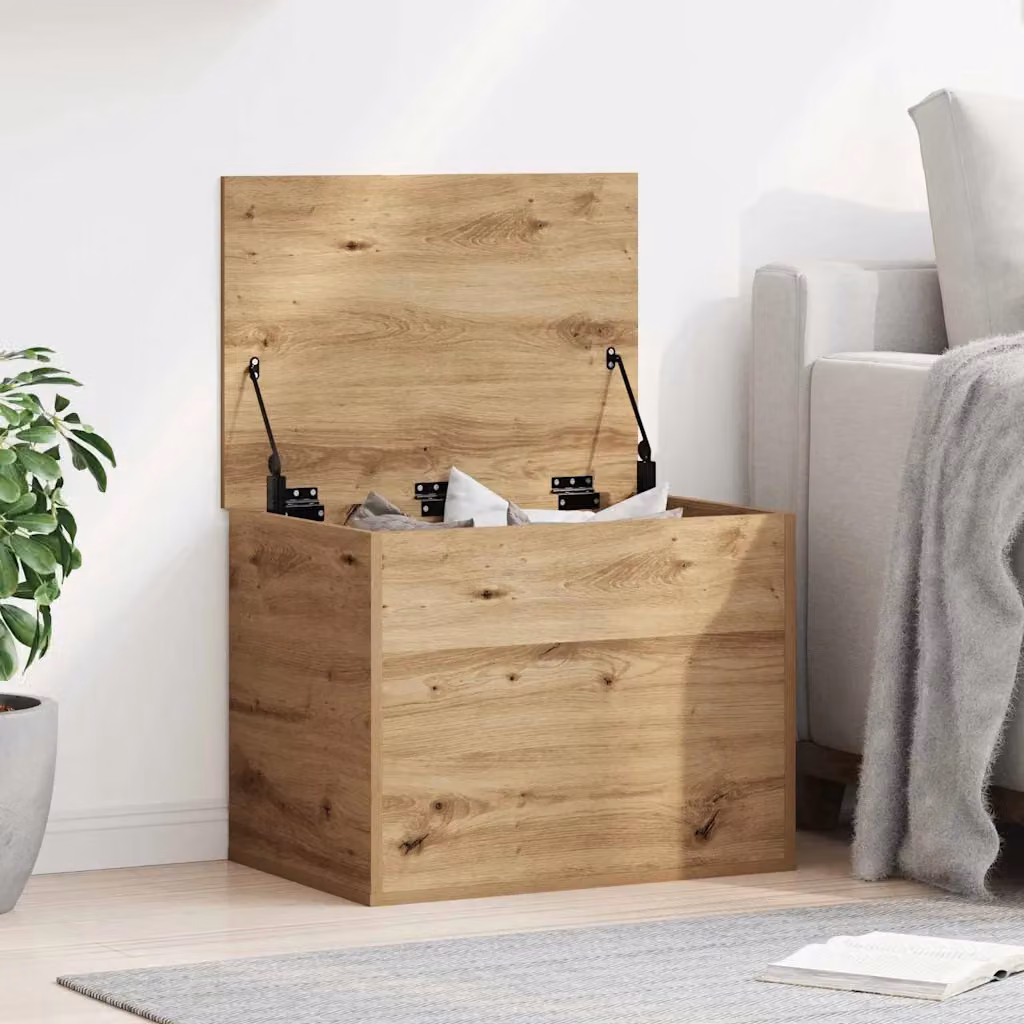 Scatola di stoccaggio in legno rovere artigianale vidaXL marrone L: 60 cm, P: 42 cm, H: 46 cm