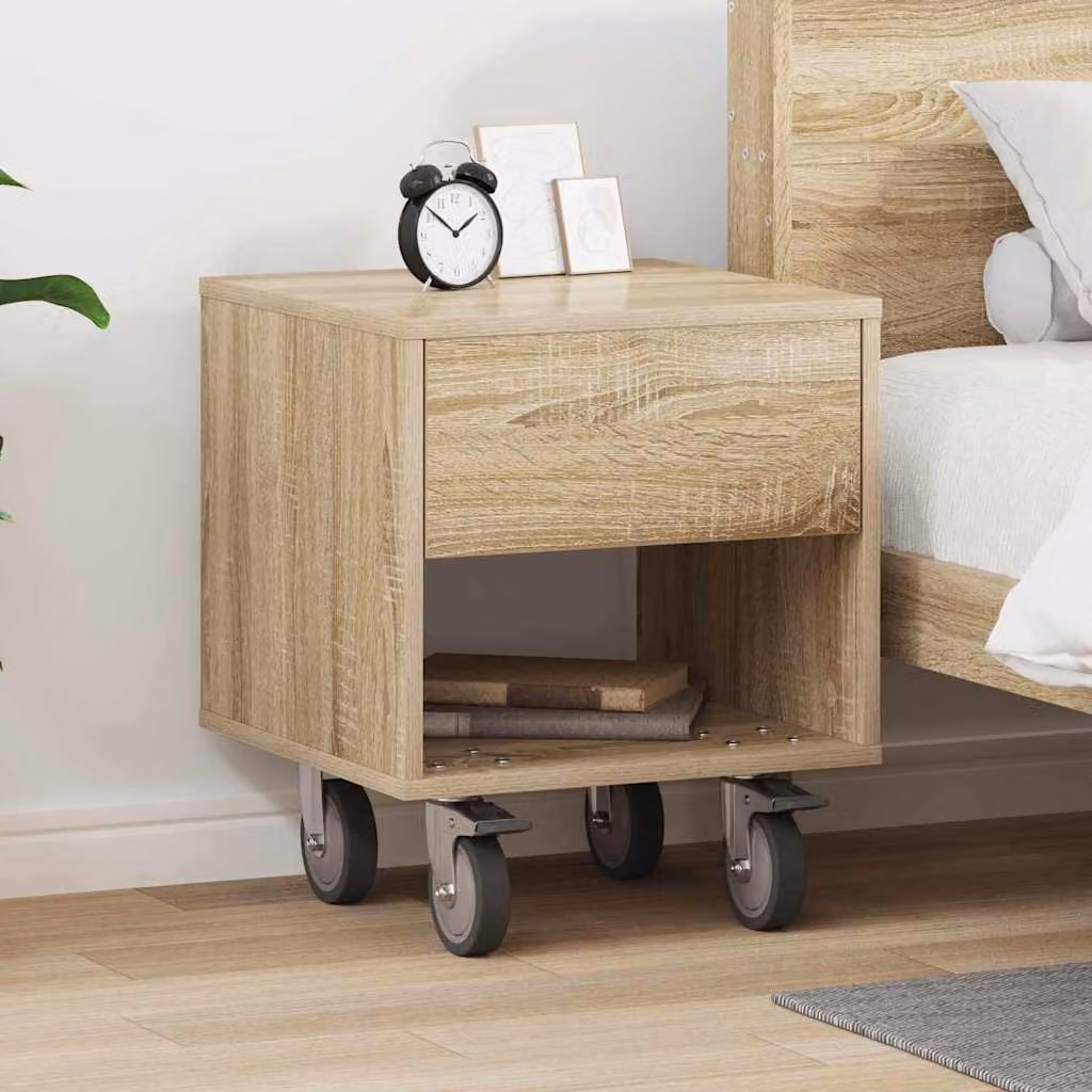 Comodino moderno vidaXL in legno ingegnerizzato Rovere Sonoma, colore beige e marrone, L 40,5 cm x P 40 cm x H 48 cm