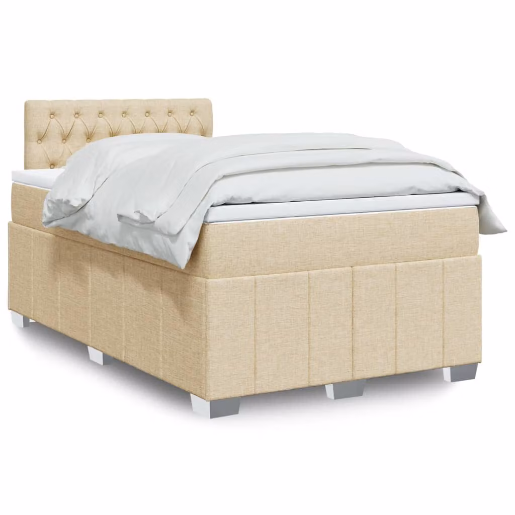 Letto Ibrido vidaXL con Materasso a Molle Insacchettate e Struttura Imbottita, Beige e Bianco, L 120 x P 200 cm