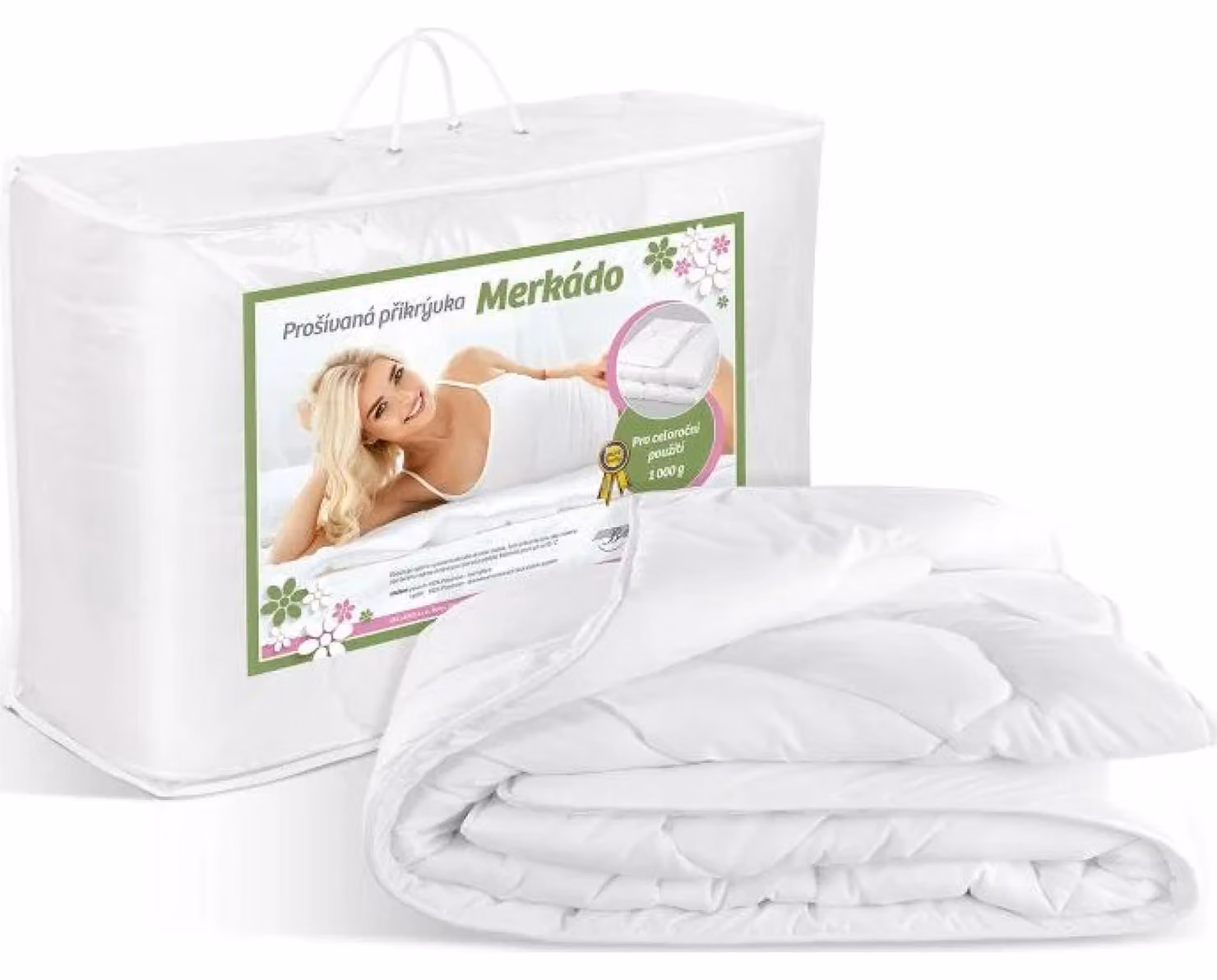 Coperta Merkado per tutto l'anno , 140x200, 1000g - Bianco - 140x200