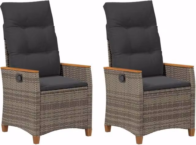 Sedia da Giardino | Sedie da Esterno reclinabile Grigio e Grigio Scuro polyrattan