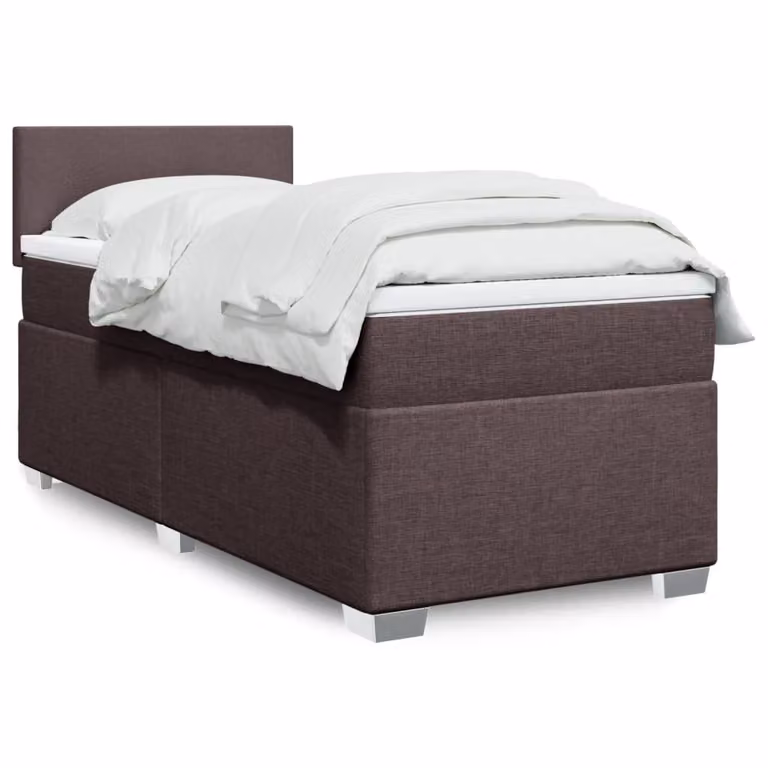 vidaXL Giroletto a Molle Ibrido con Materasso in Tessuto Marrone e Bianco L/P/H: 200 x 100 x 100,5 cm
