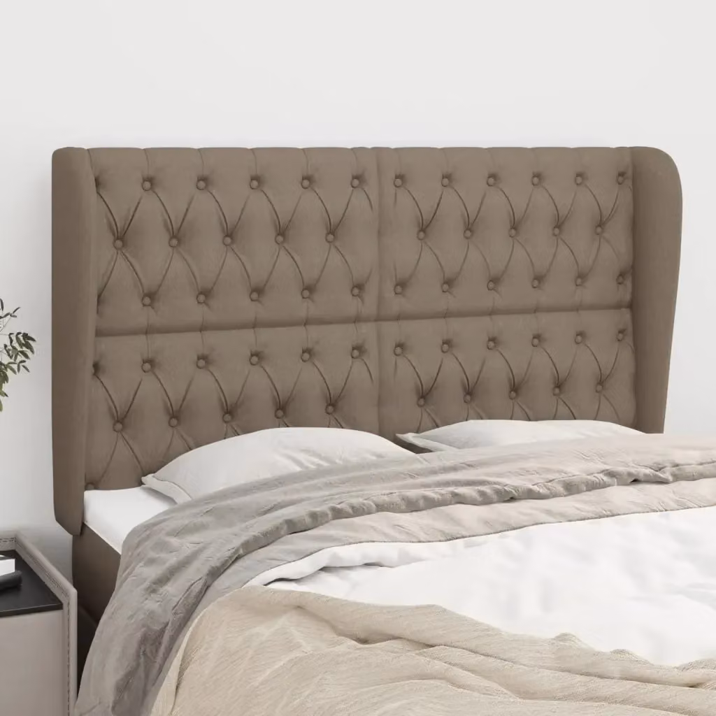 Testata del letto ad orecchio in tessuto beige L: 163 cm, P: 23 cm, H: 118/128 cm – 2
