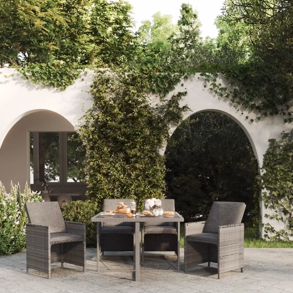 Maison Exclusive - Set da pranzo da giardino a 5 pezzi con cuscini in rattan sintetico grigio