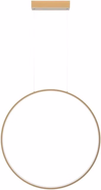 Lampada a sospensione Mirror Prestige in metallo oro/ottone con LED CCT, forma ad anello, protezione IP44, Ø 60 cm