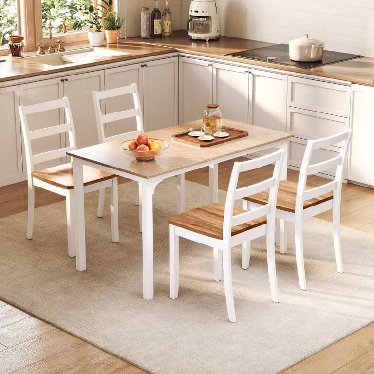 Set di 4 sedie da pranzo Costway in legno con schienale alto curvo stile rustico per cucina e ristorante, Marrone
