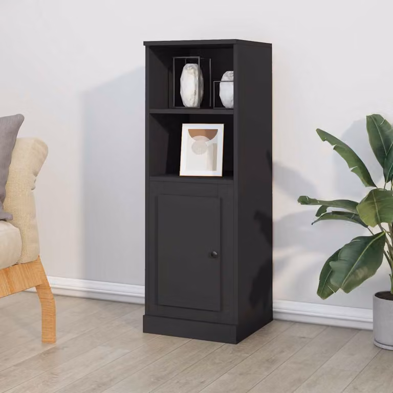 Credenza nera vidaXL in legno multistrato con design minimalista, L 36 cm x P 35,5 cm x H 103,5 cm