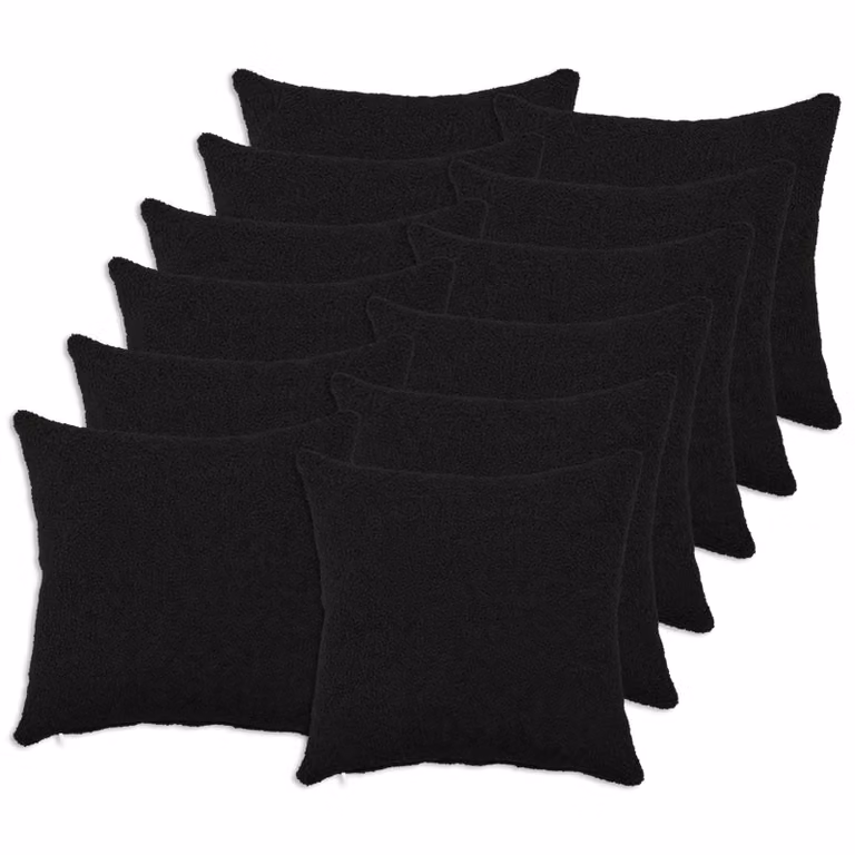 Set di 12 federe vidaXL HEERLEN nere in tessuto bouclé, L 40 x P 40 cm