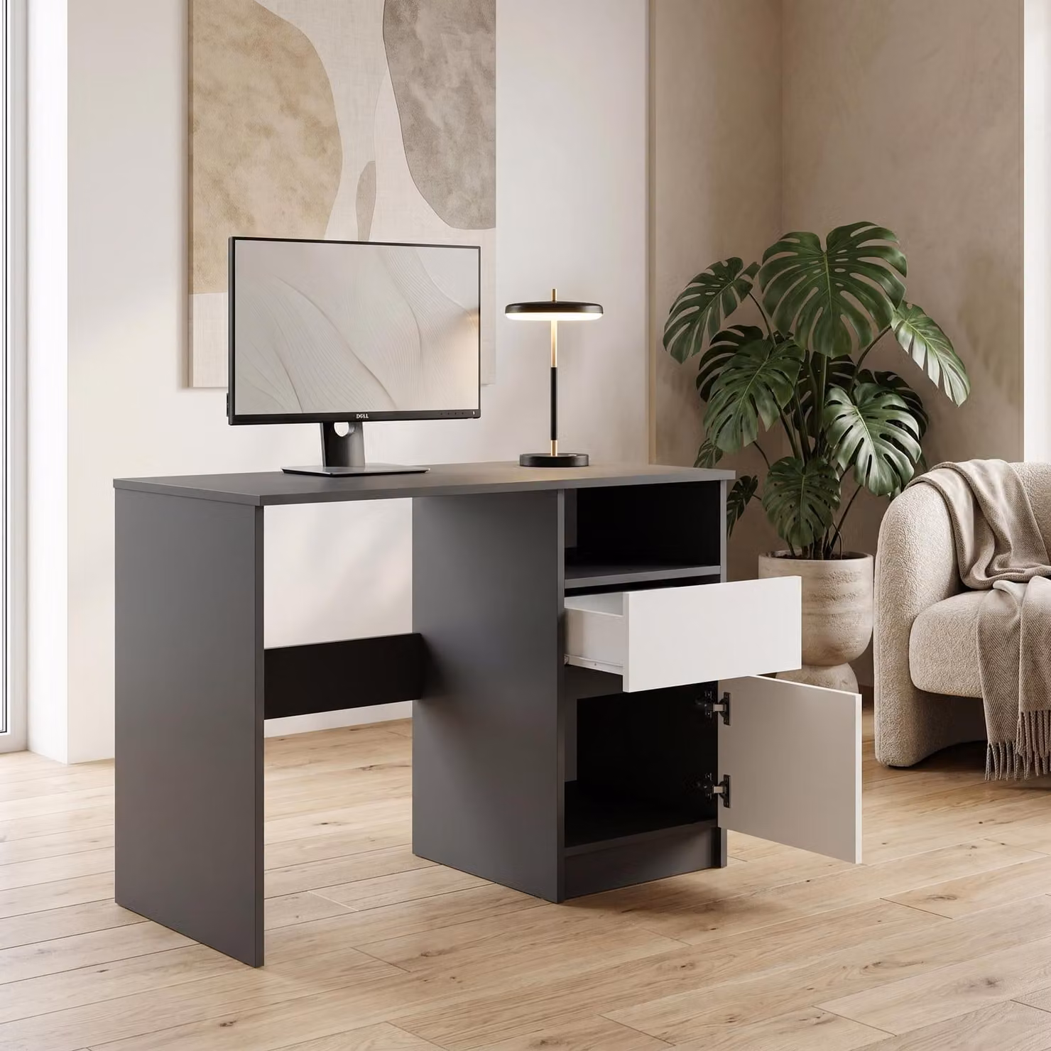 Scrivania compatta 100x50 cm | Scrivania moderna per computer e ufficio | Scrivania per PC per l'home office e la camera dei ragazzi | Ampia scelta di colori