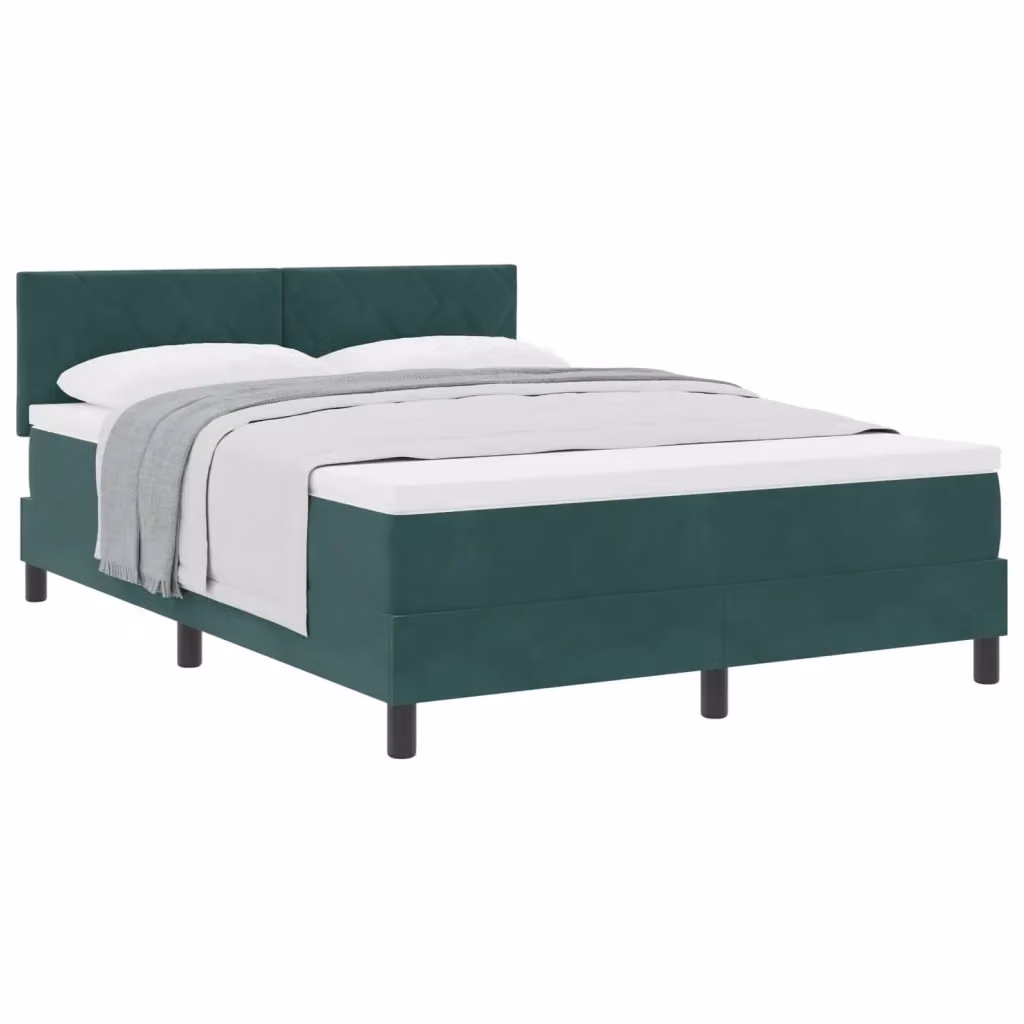 Letto a molle moderno vidaXL in velluto verde con testiera, L/P/H: 160 x 200 x 103 cm – 2