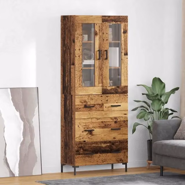 Credenza 2 pz Legno vecchio 69,5 x 34 x 180 cm 3415698