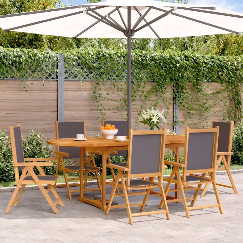 Maison Exclusive - Set da pranzo da giardino 7 pezzi in tessuto e legno massello, antracite