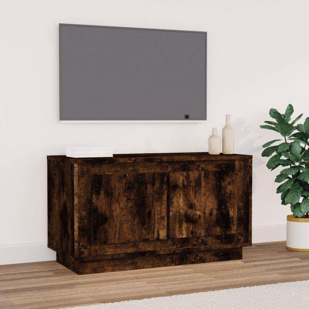 Mobile Porta TV vidaXL Rovere Fumo in Legno Multistrato Marrone L: 80 cm, P: 35 cm, H: 45 cm