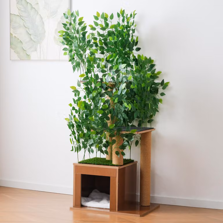 Tiragraffi Flieks a forma di albero, tiragraffi per gatti con 3 piattaforme e nicchie, 60x45x158 cm, verde