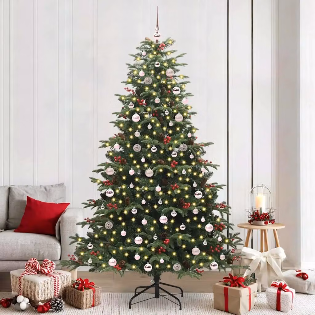 Albero di Natale artificiale verde vidaXL con 300 LED luce bianca calda, Altezza: 240 cm – 1