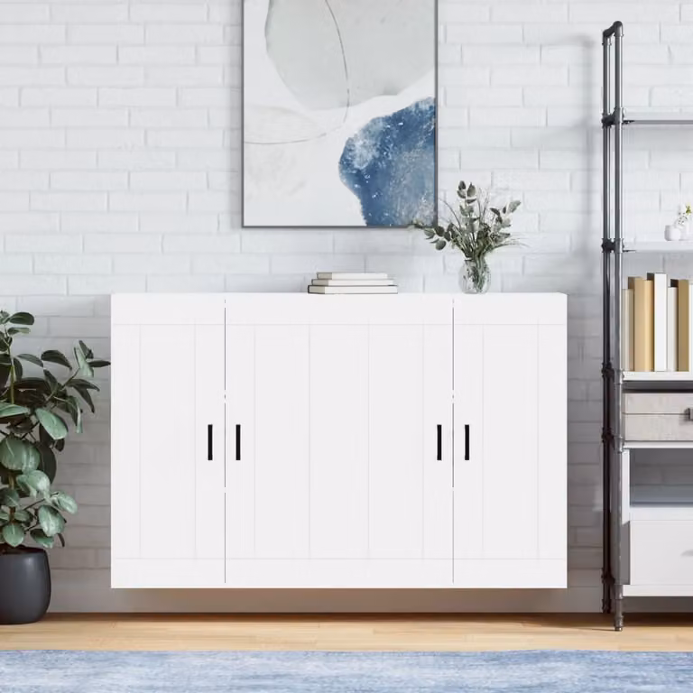 Set di 2 armadietti a parete vidaXL bianchi in stile moderno con ante a battente
