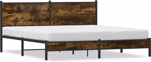 Letto matrimoniale Design In in metallo e rovere fumo con doghe fisse L/P/H: 207 x 160 x 91.5 cm