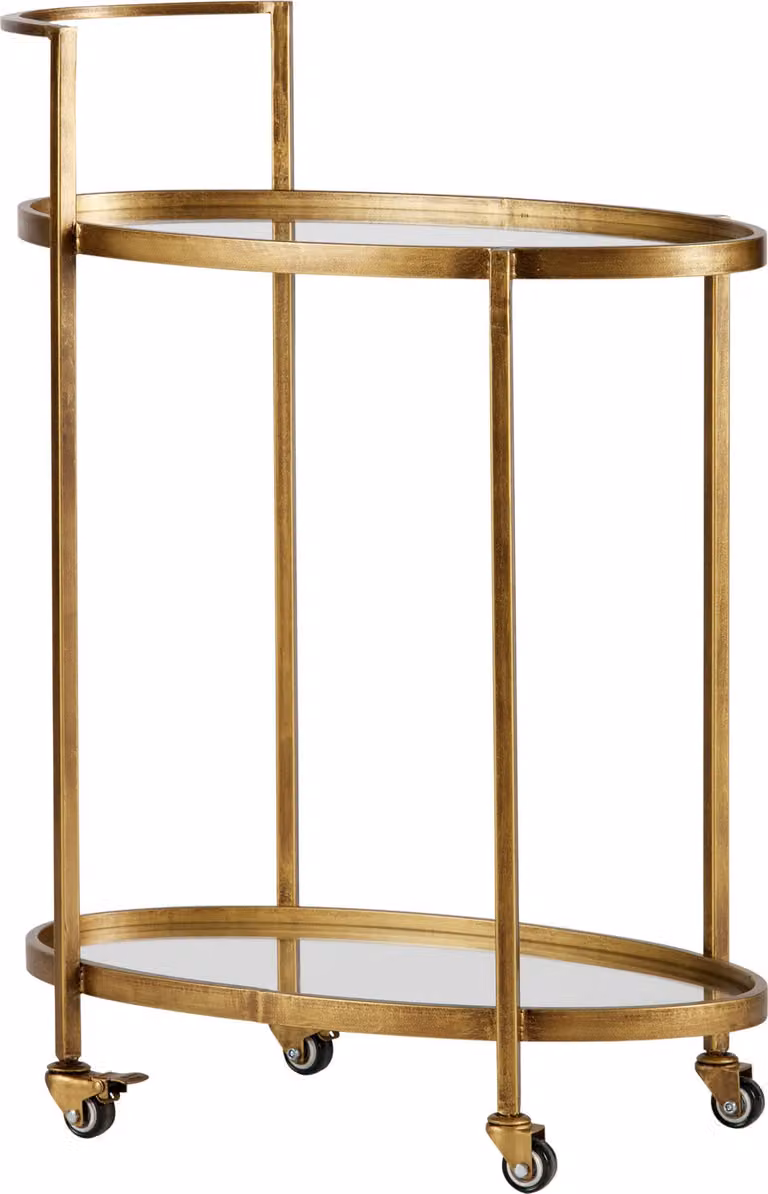 Carrello a spinta in metallo, finitura ottone anticato