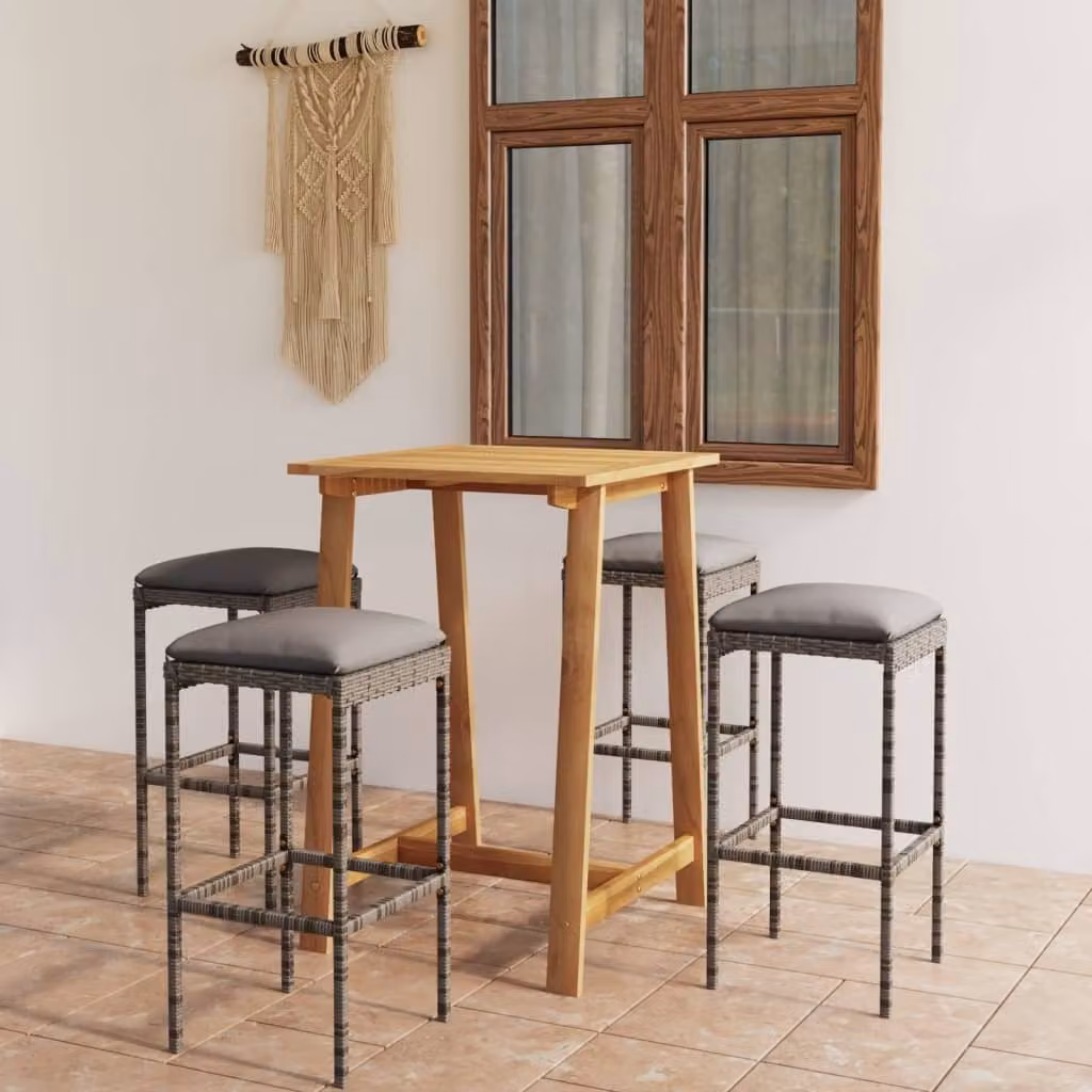 Maison Exclusive - Set da giardino da 5 pezzi con cuscini, grigio