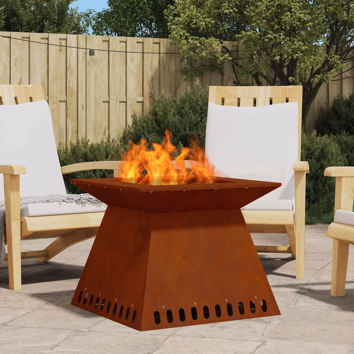 Braciere vidaXL in acciaio Corten color marrone L: 60 cm, P: 60 cm, H: 50 cm