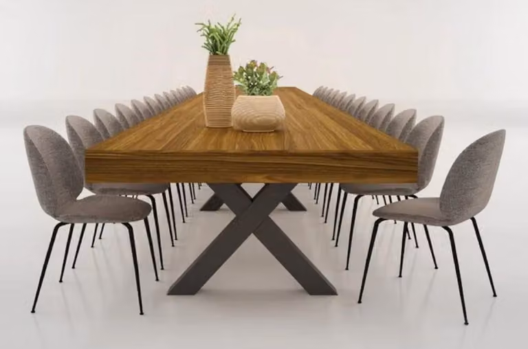 Casa Padrino tavolo da pranzo marrone/nero 200-494 x 110 x h. 77 cm - Tavolo da conferenza allungabile in legno massiccio - Mobili per sala da pranzo - Mobili per ufficio - Mobili in legno massiccio - Mobili