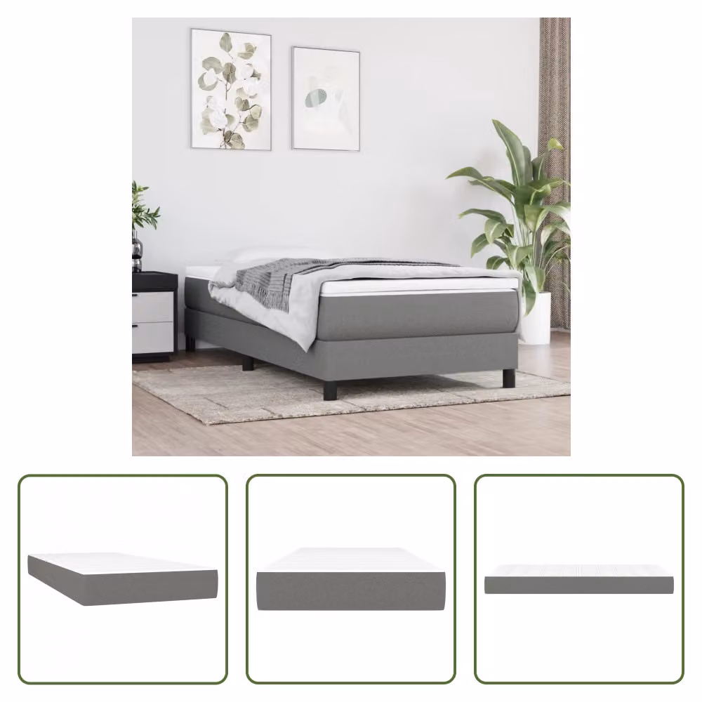 The Living Store Materasso a molle insacchettate grigio scuro 120x190x20 cm tessuto