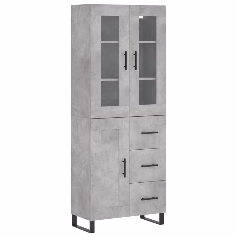 Credenza Grigio Cemento 69,5x34x180 cm in Legno Multistrato