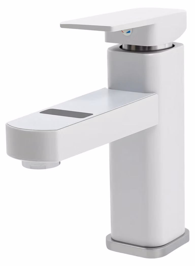 Rubinetto a cascata, display digitale della temperatura, controllo dell'acqua calda e fredda, BIANCO