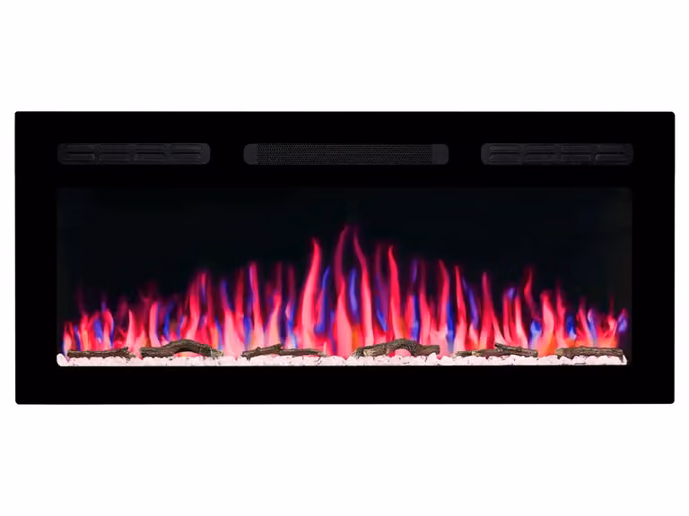 Camino elettrico ArtiFlame AF40WR: camino elettrico da incasso con potenza termica di 1800 W, effetto fiamma realistico, illuminazione a LED, telecomando, timer, colore nero