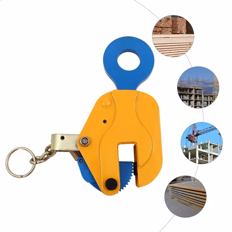 Pinza per lamiere - Pinza di sollevamento verticale 1 t/1000 kg - Pinza per lamiere per carichi pesanti, per sollevamento e trasporto verticale - Giallo/Blu