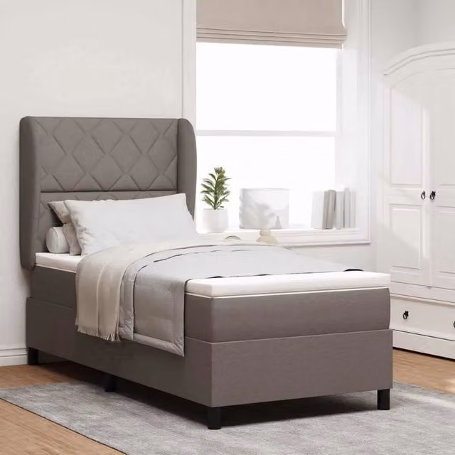 Letto a molle con testiera Talpa vidaXL in tessuto beige o grigio, L/P/H: 90 x 200 cm – 1
