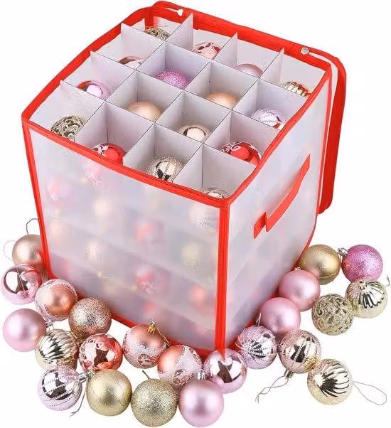 Scatola porta palline di Natale con manico e divisorio per 64 decorazioni