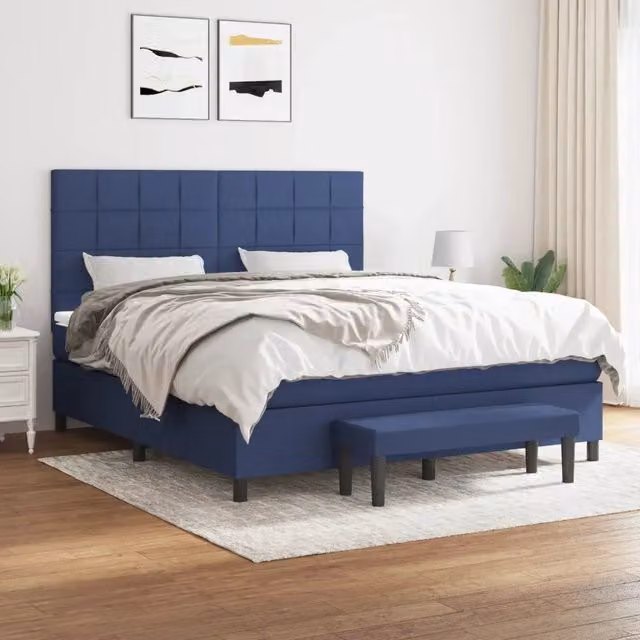 Letto Ibrido con Giroletto a Molle e Materasso vidaXL, Blu e Bianco, L/P/H: 160 x 200 x 128 cm – 1