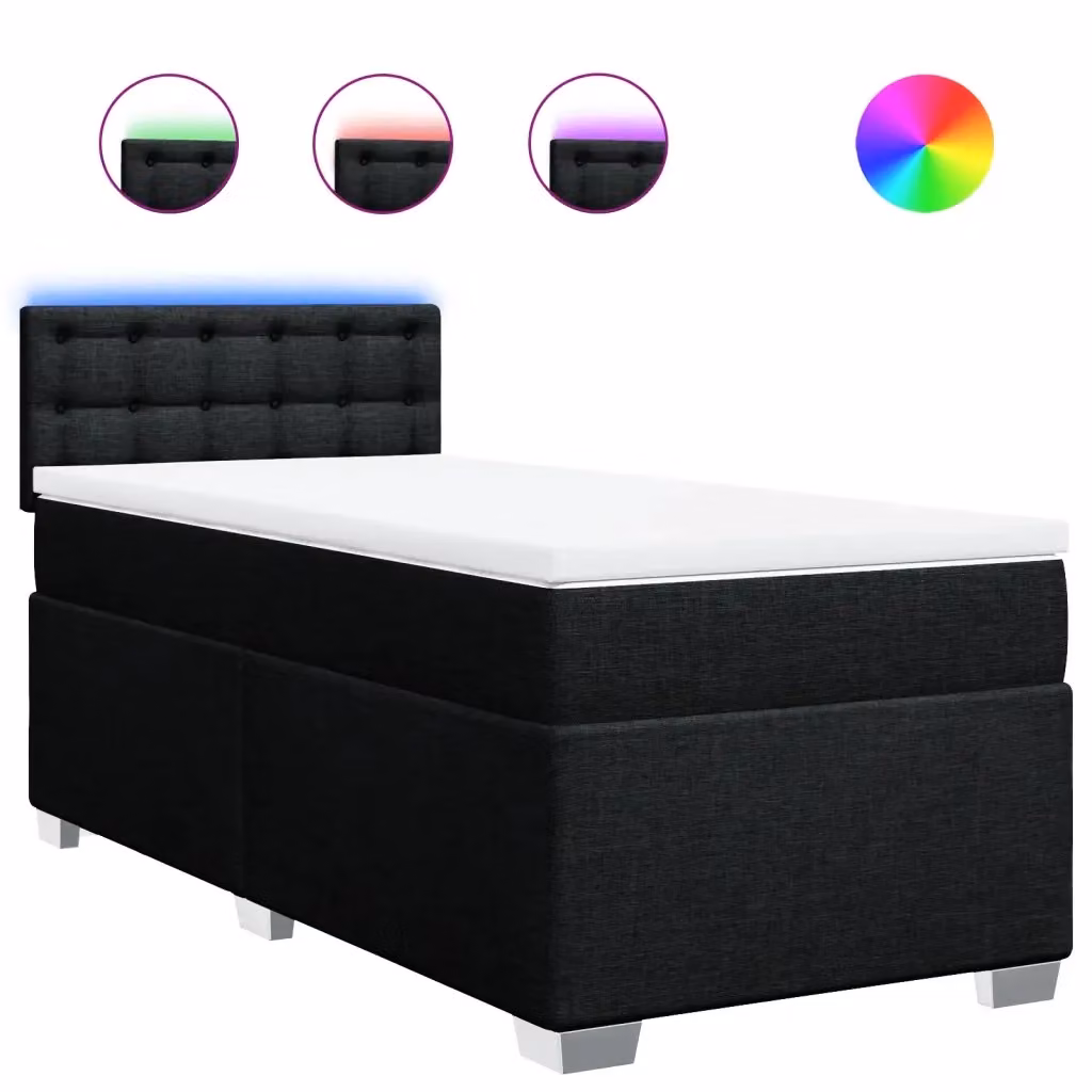 Letto Ibrido Moderno vidaXL con Materasso in Tessuto Nero e Bianco L/P: 100 x 200 cm – 2
