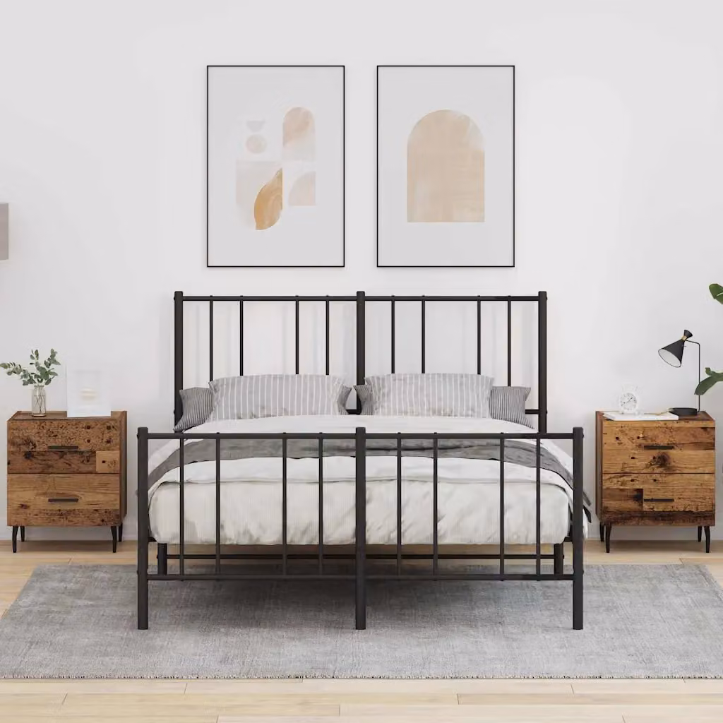 Set di 2 Armadi da Notte vidaXL in Legno Vecchio Marrone L: 40 cm, P: 35 cm, H: 47,5 cm